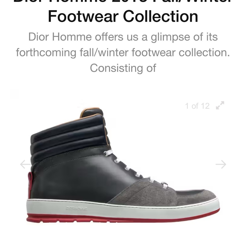 Dior Homme Navy Leather and suede Gray High-Top Sneakers